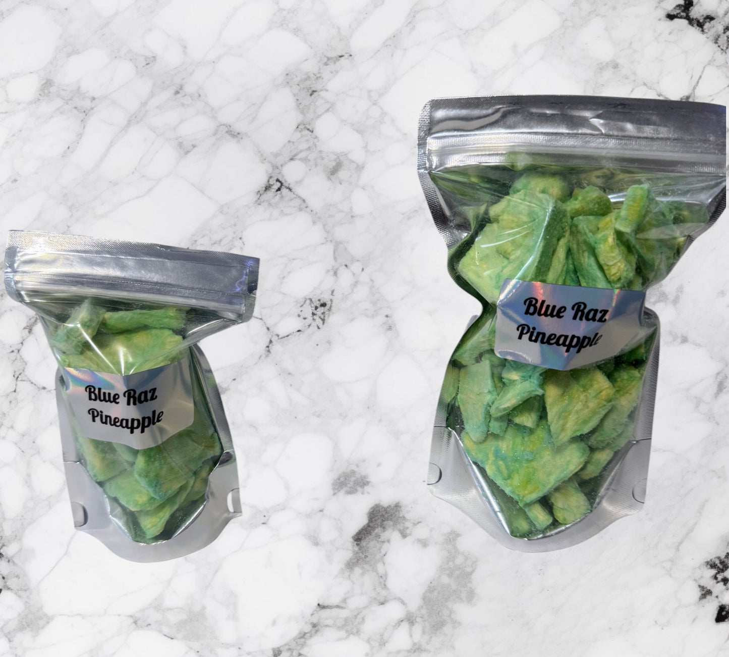 Freeze-Dried Pineapple with Blue Raspberry Powder – Sweet, Tangy, and Crunchy Fruit Snack