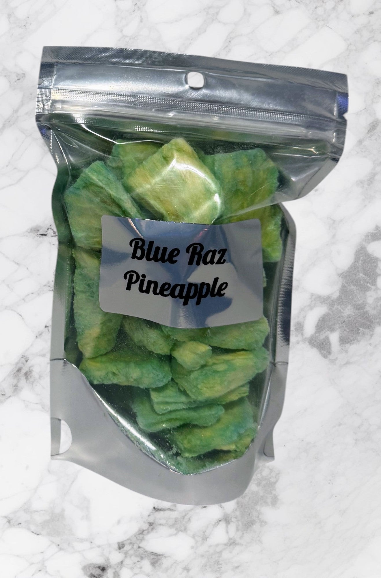 Freeze-Dried Pineapple with Blue Raspberry Powder – Sweet, Tangy, and Crunchy Fruit Snack