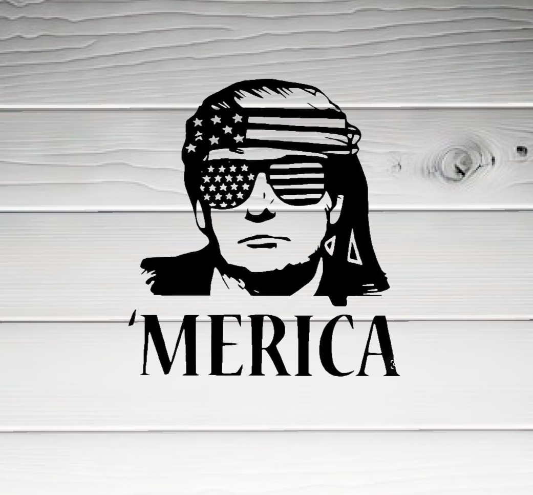Donald Trump 'Merica Vinyl Decal – American Flag Bandana & Sunglasses