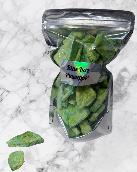 Freeze-Dried Pineapple with Blue Raspberry Powder – Sweet, Tangy, and Crunchy Fruit Snack
